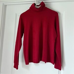 L.L. Bean Womens Small Red Turtleneck 100% Cotton Long Sleeve Classic Top